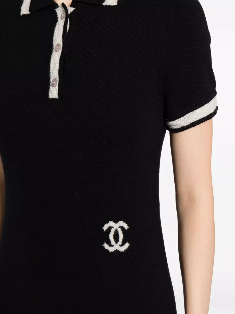 Cheap CHANEL 2004 CC-logo cashmere polo dress Women 0118