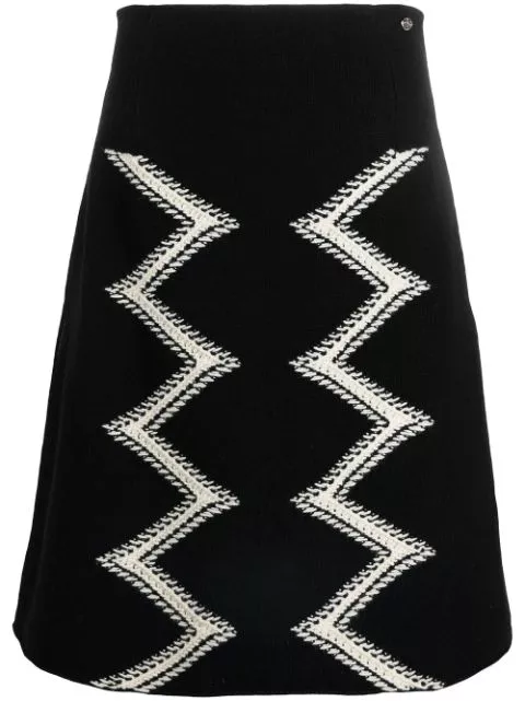 CHANEL 2016-2017 intarsia knit A-line skirt Women 0119