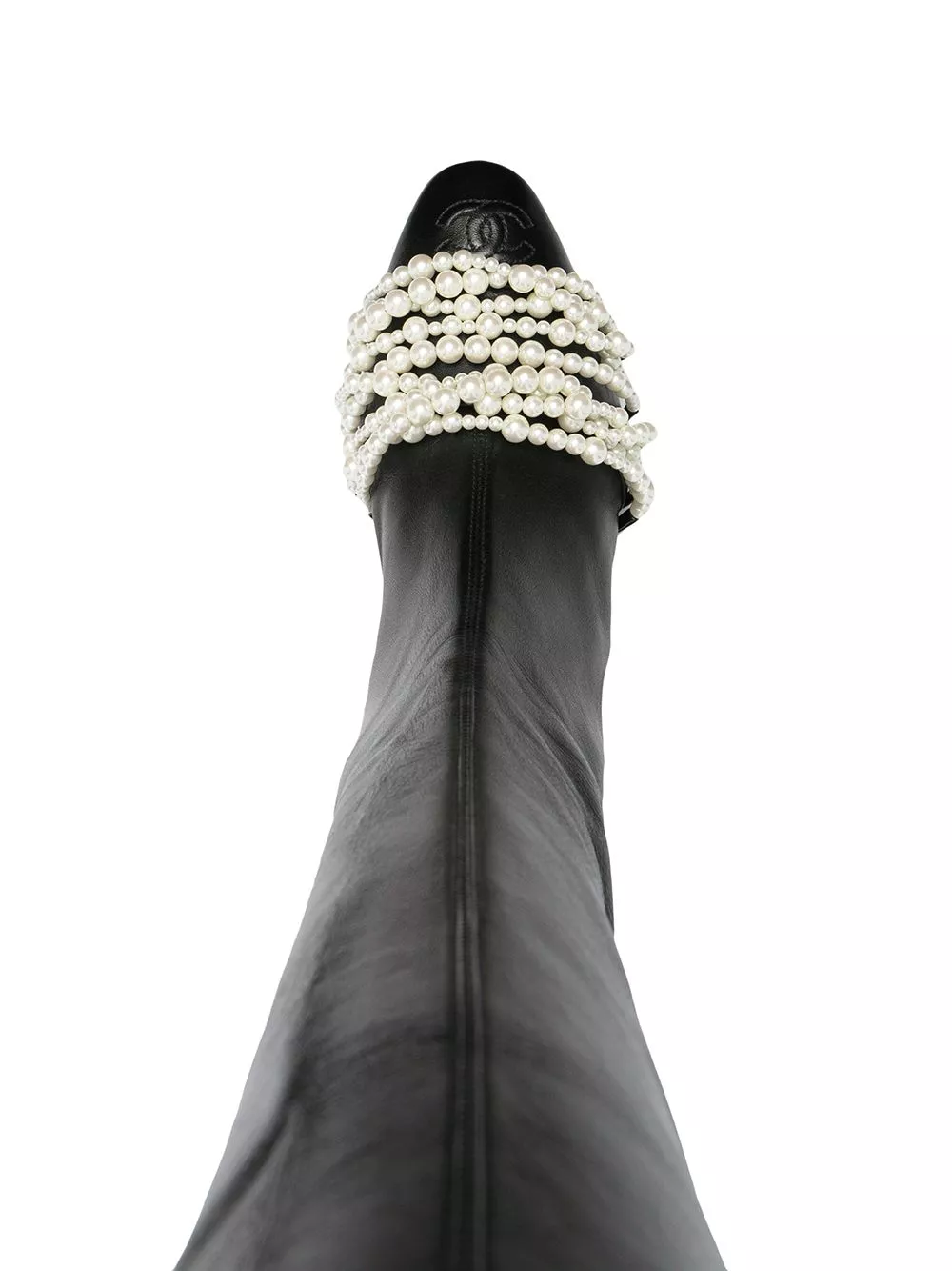 Affordable CHANEL embellished faux-pearl boots Women 0113