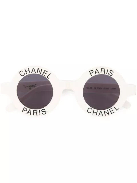 Cheap CHANEL 1990s logo-print round-frame sunglasses Women 0131