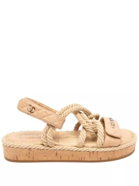 CHANEL Cord lambskin quilted CC sandals Women 0122