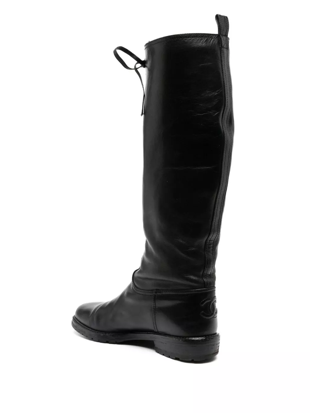 Cheap CHANEL 2000s lace-up knee-high boots Women 0122