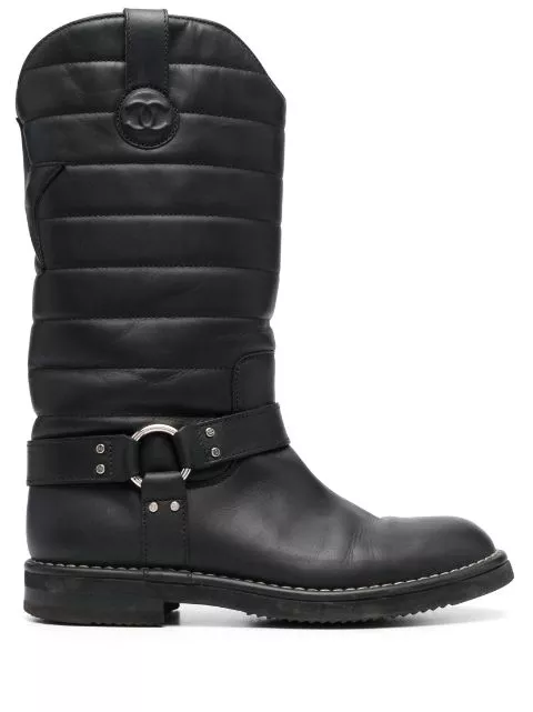 CHANEL 2010 CC quilted knee-high boots Women 0114