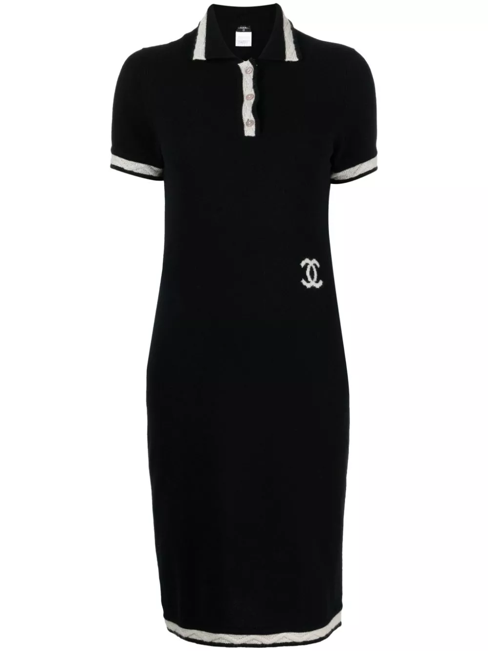 Cheap CHANEL 2004 CC-logo cashmere polo dress Women 0118