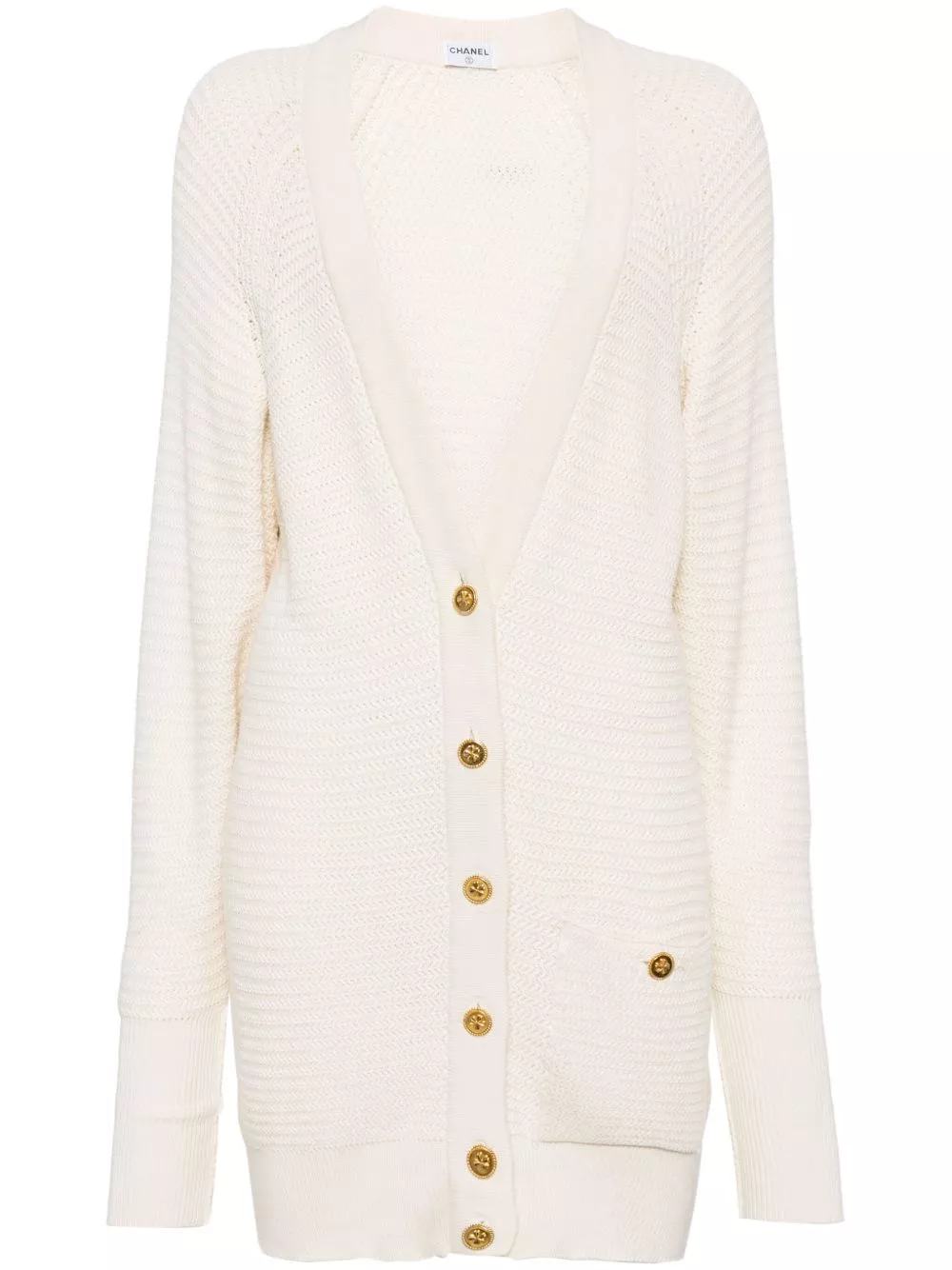 Cheap CHANEL 2000s Clover-buttons cotton cardigan Women 0118