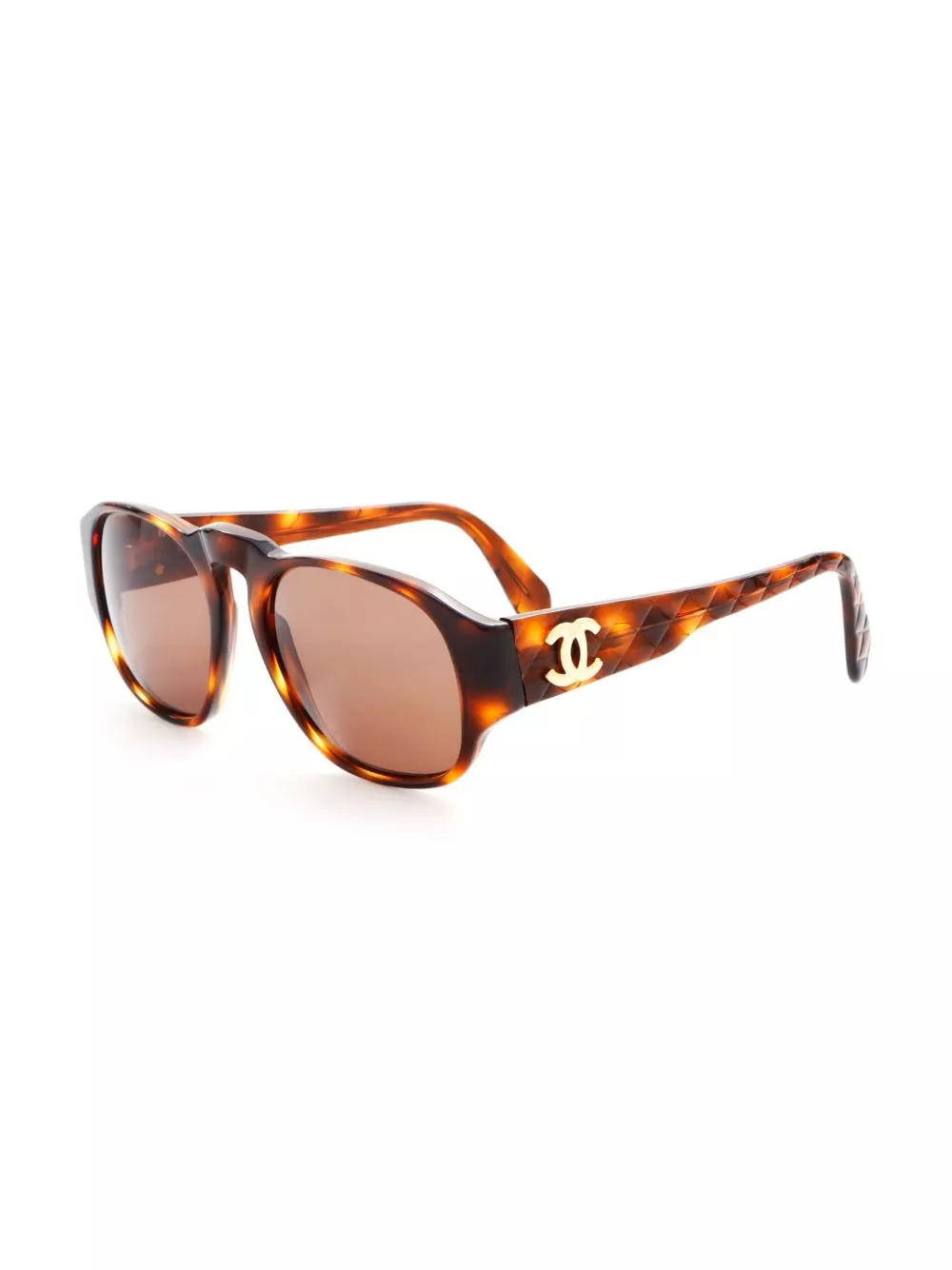 Cheap CHANEL 2000s CC plaque tortoiseshell sunglasses Women 0126