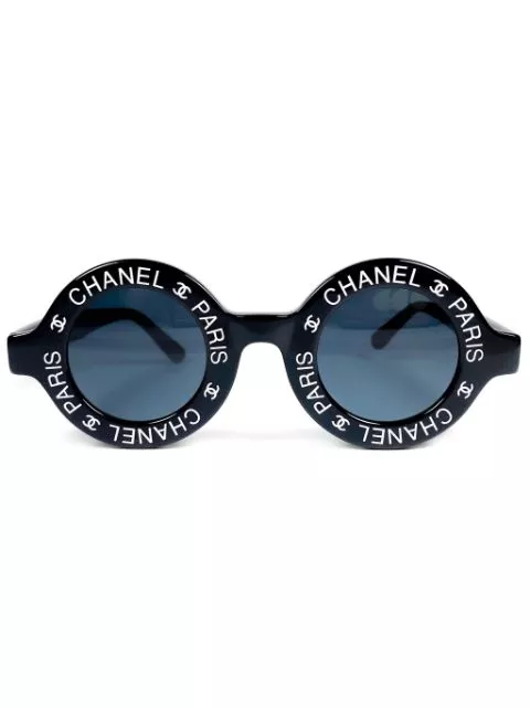 CHANEL 1993 logo-print round-fame sunglasses Men 0112