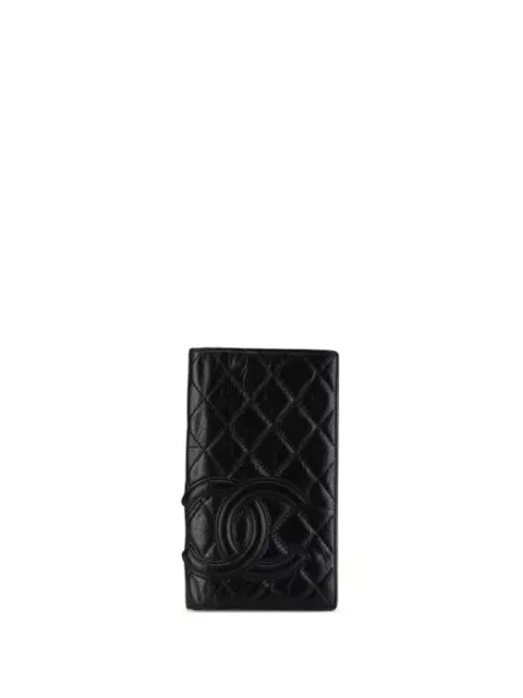 CHANEL 2006-2008 Quilted Aged Calfskin Cambon Ligne Bifold Wallet long wallets Women 0113