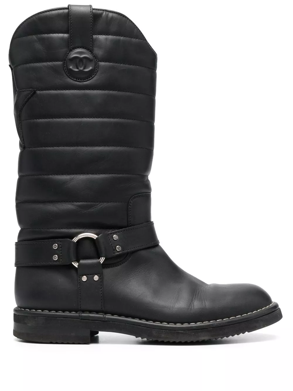 Cheap CHANEL 2010 CC quilted knee-high boots Women 0114