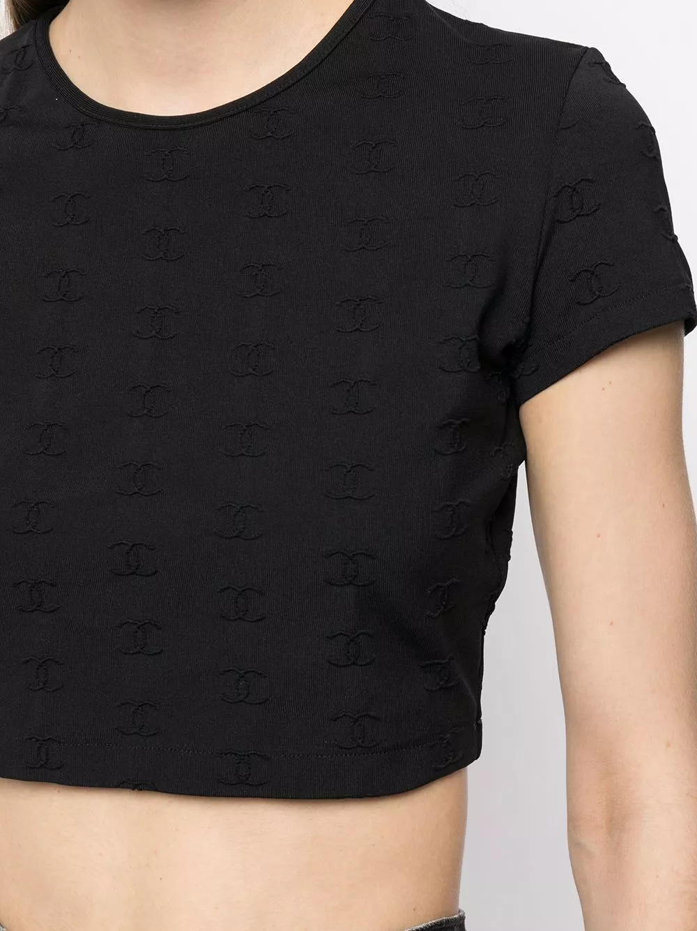 Affordable CHANEL 1997 CC logo-embroidered crop top Women 0119