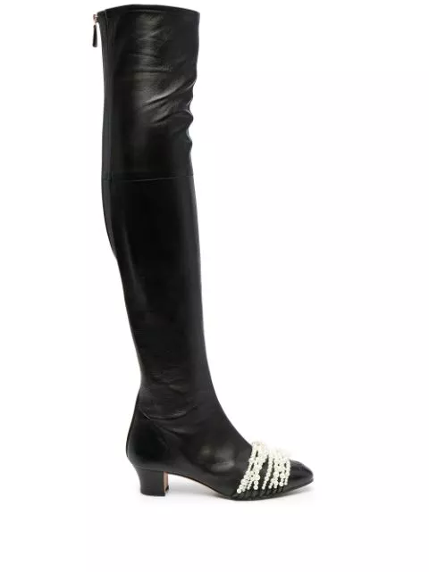 CHANEL embellished faux-pearl boots Women 0113