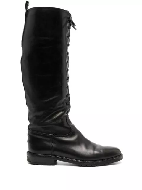 CHANEL 2000s lace-up knee-high boots Women 0122