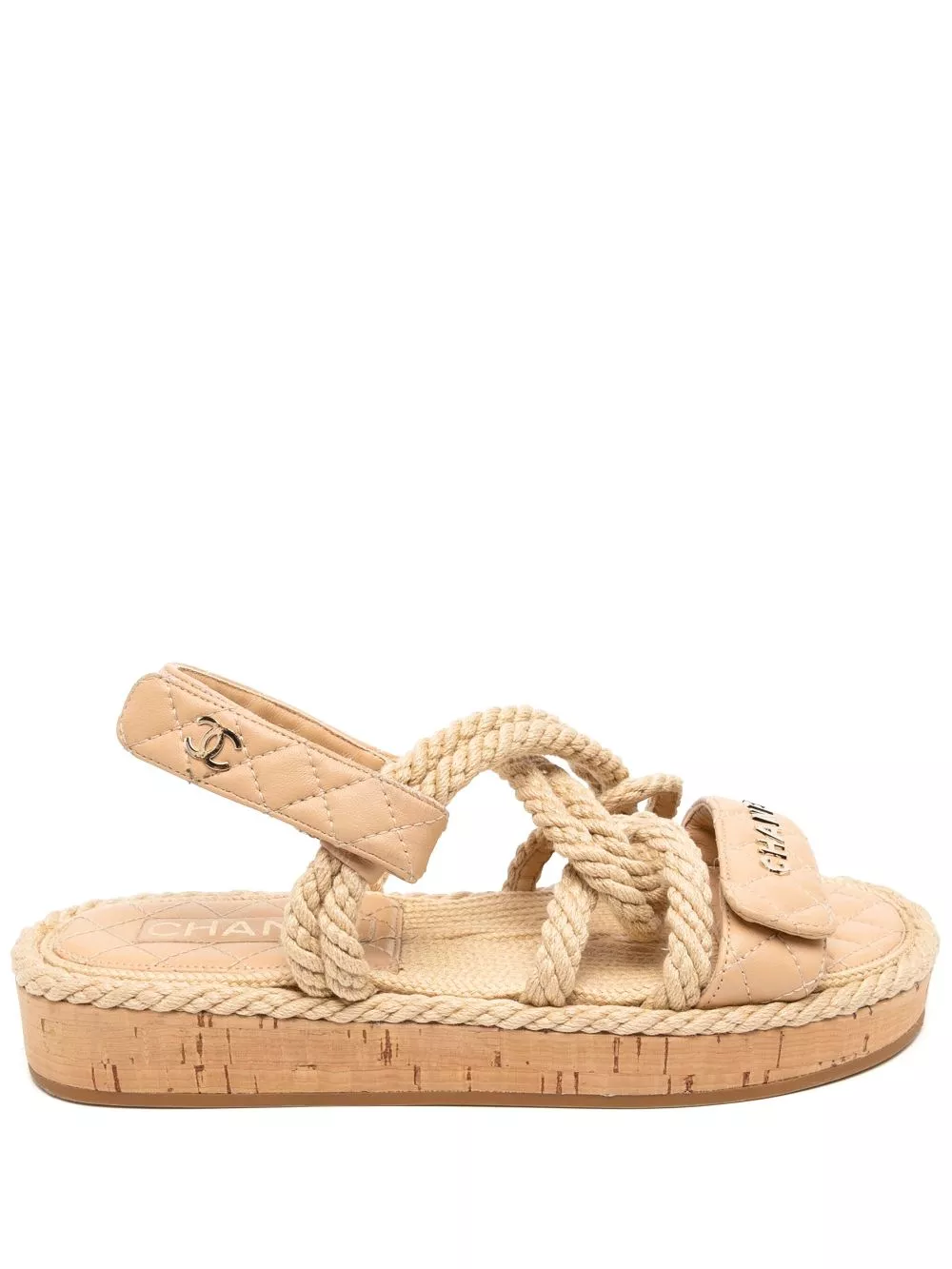 Affordable CHANEL Cord lambskin quilted CC sandals Women 0127