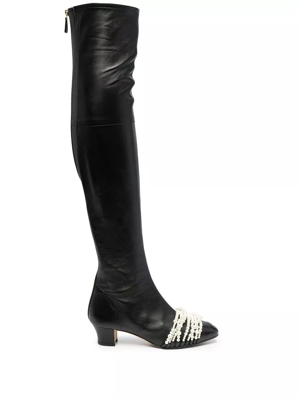 Affordable CHANEL embellished faux-pearl boots Women 0113