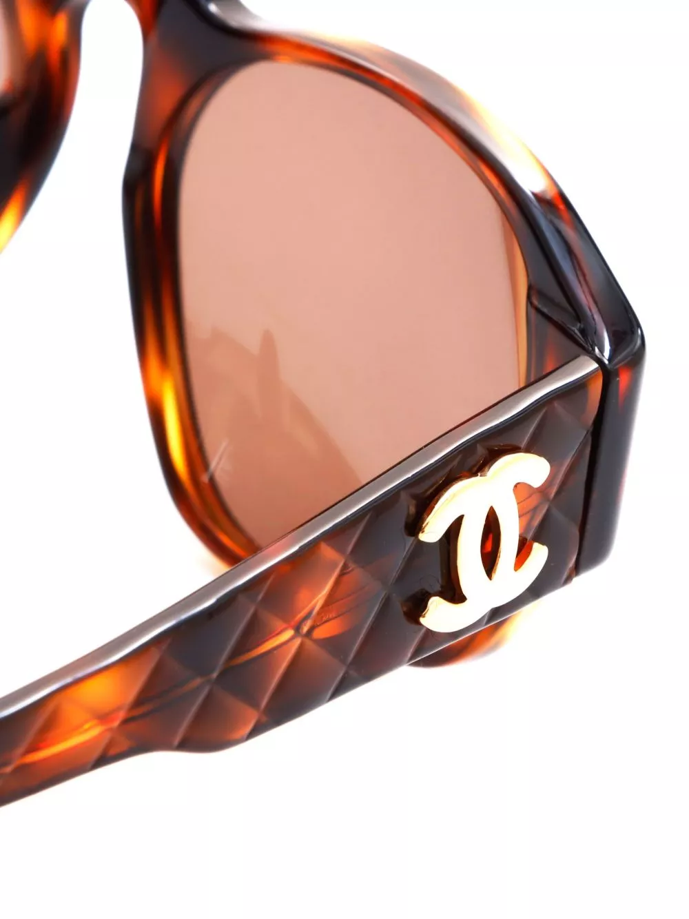 Cheap CHANEL 2000s CC plaque tortoiseshell sunglasses Women 0126