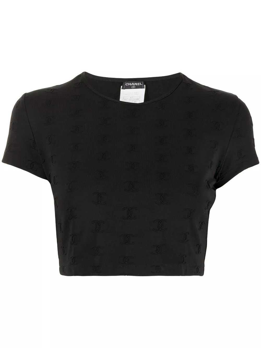 Affordable CHANEL 1997 CC logo-embroidered crop top Women 0119