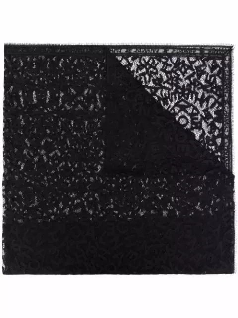 Cheap CHANEL 2000s logo-lettering lace silk scarf Women 0129