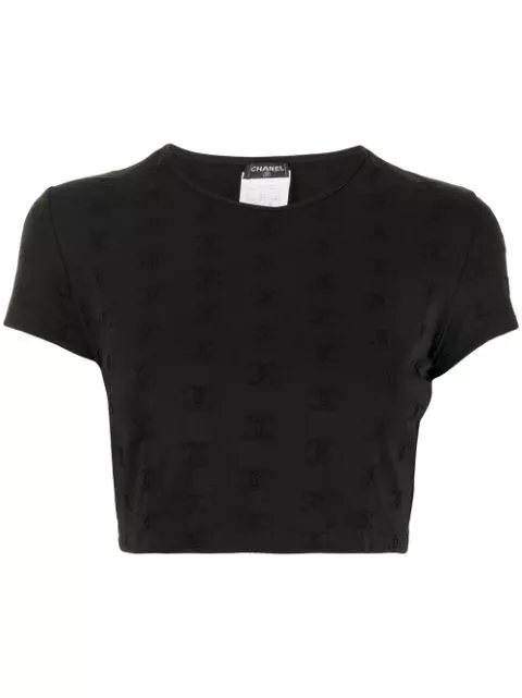 CHANEL 1997 CC logo-embroidered crop top Women 0119