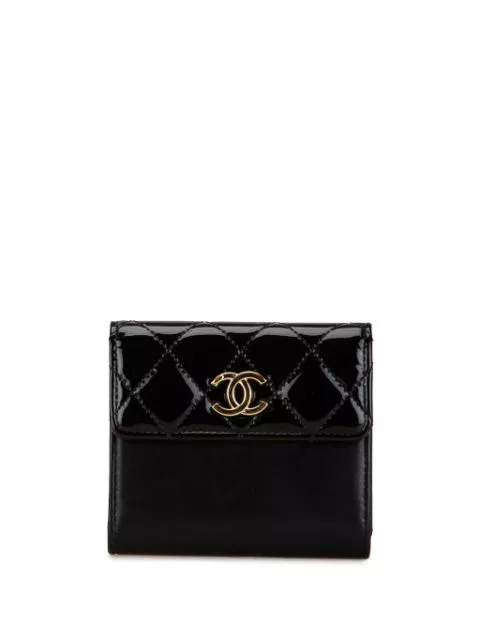 Affordable CHANEL 2020 CC Quilted Patent and Lambskin Trifold Wallet small wallets Women 0129