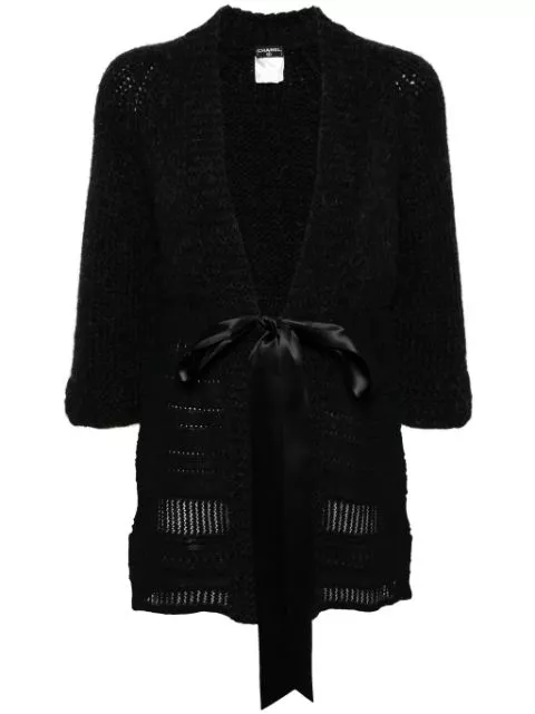 CHANEL 2007 tied-front three-quarter sleeves cardigan Women 0119