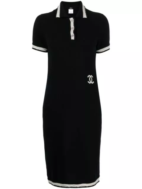 CHANEL 2004 CC-logo cashmere polo dress Women 0118