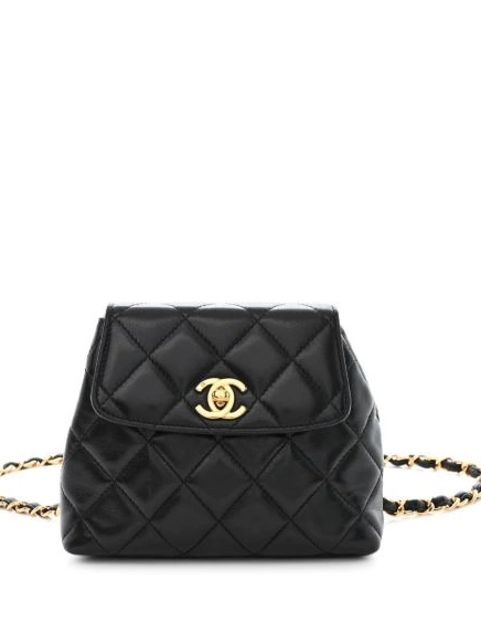 Cheap diamond-quilted belt bag leather-and-chain CHANEL flap Women 1997 0214