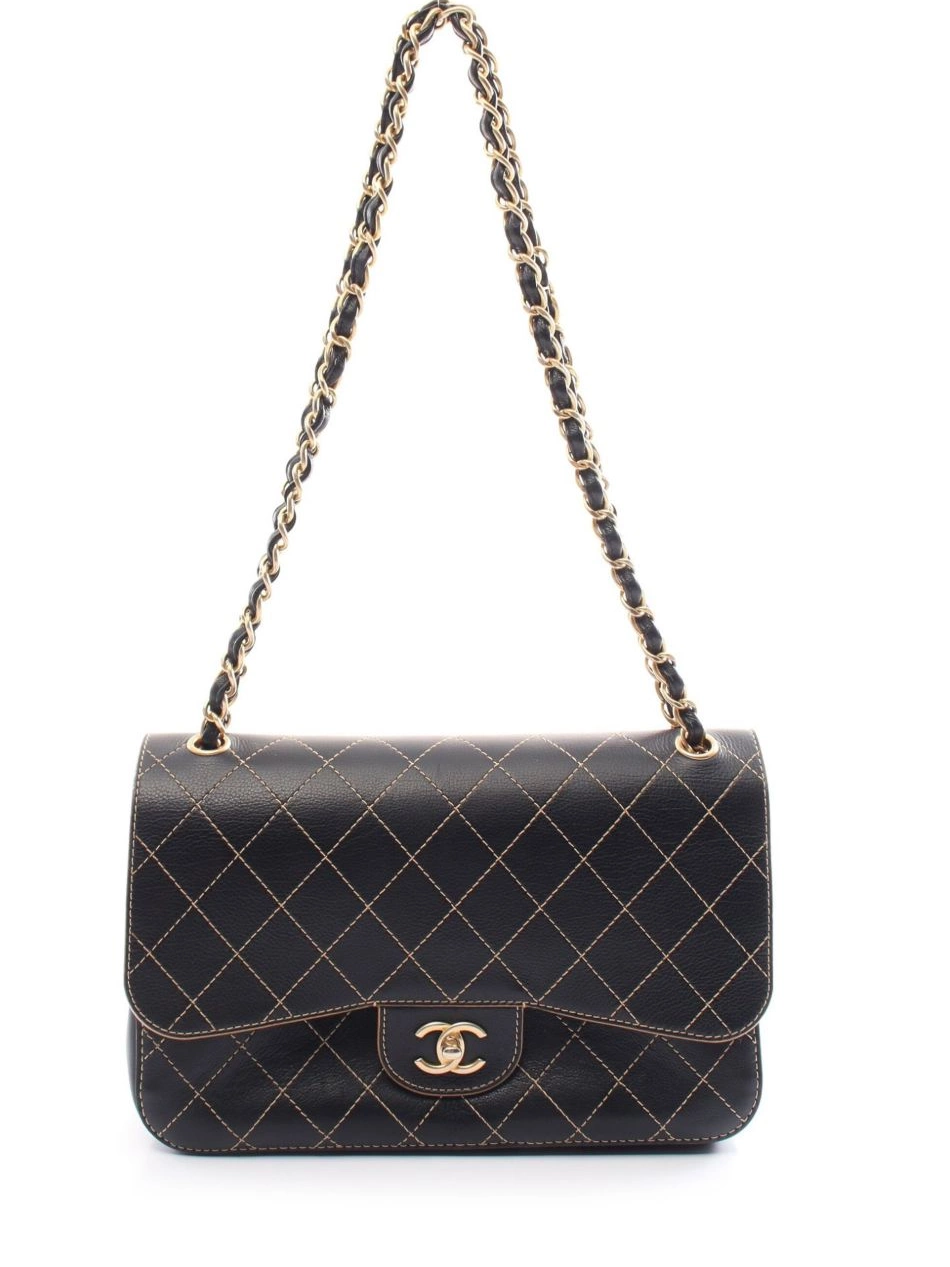 Affordable shoulder CHANEL Flap Double 2017-2018 Women large leather bag 0225