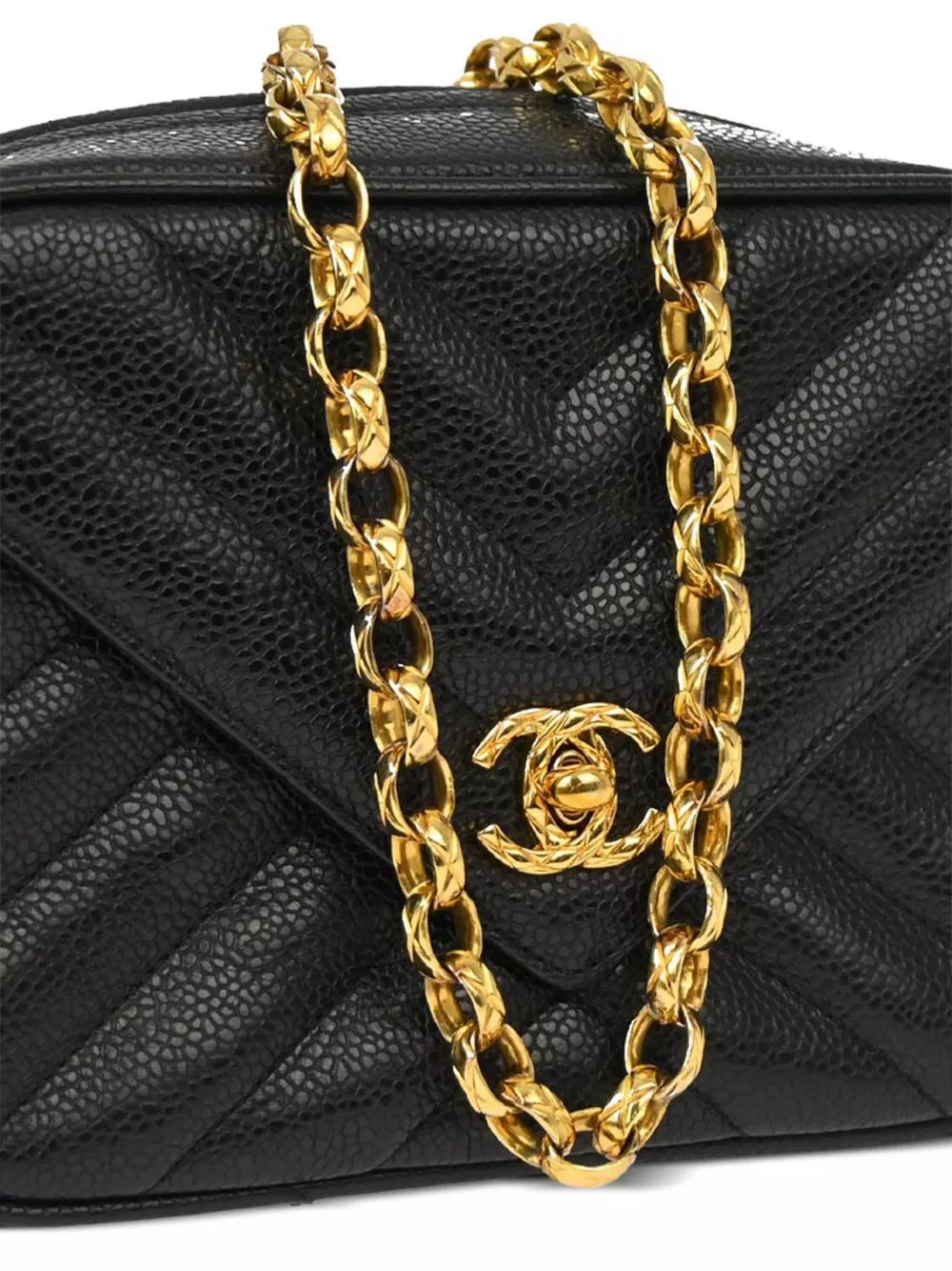 Affordable CHANEL 1992 chevron-quilted tassel-detailed camera bag Women 0203