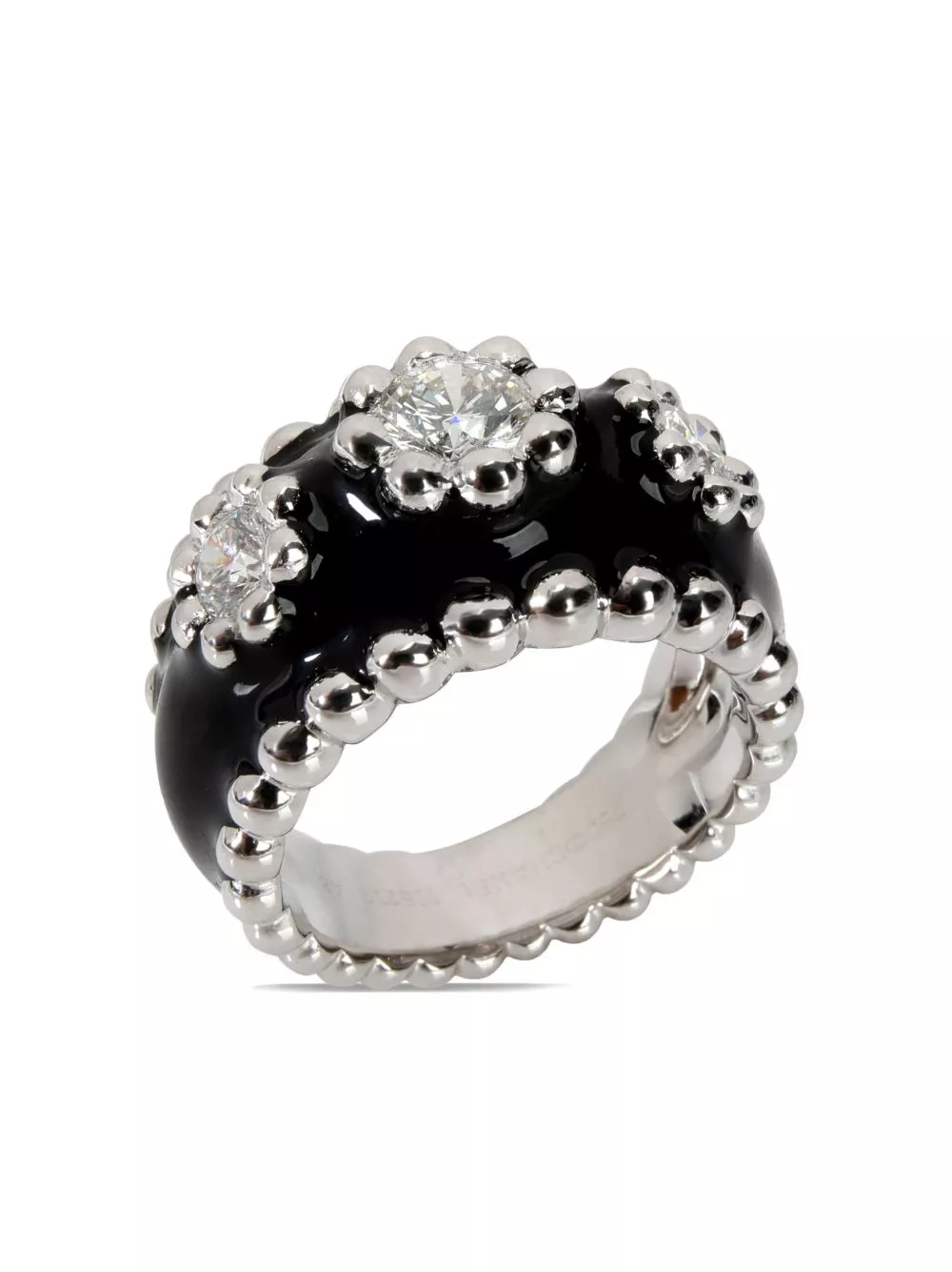 Affordable CHANEL 18kt white gold enamel cocktail ring Women 0206