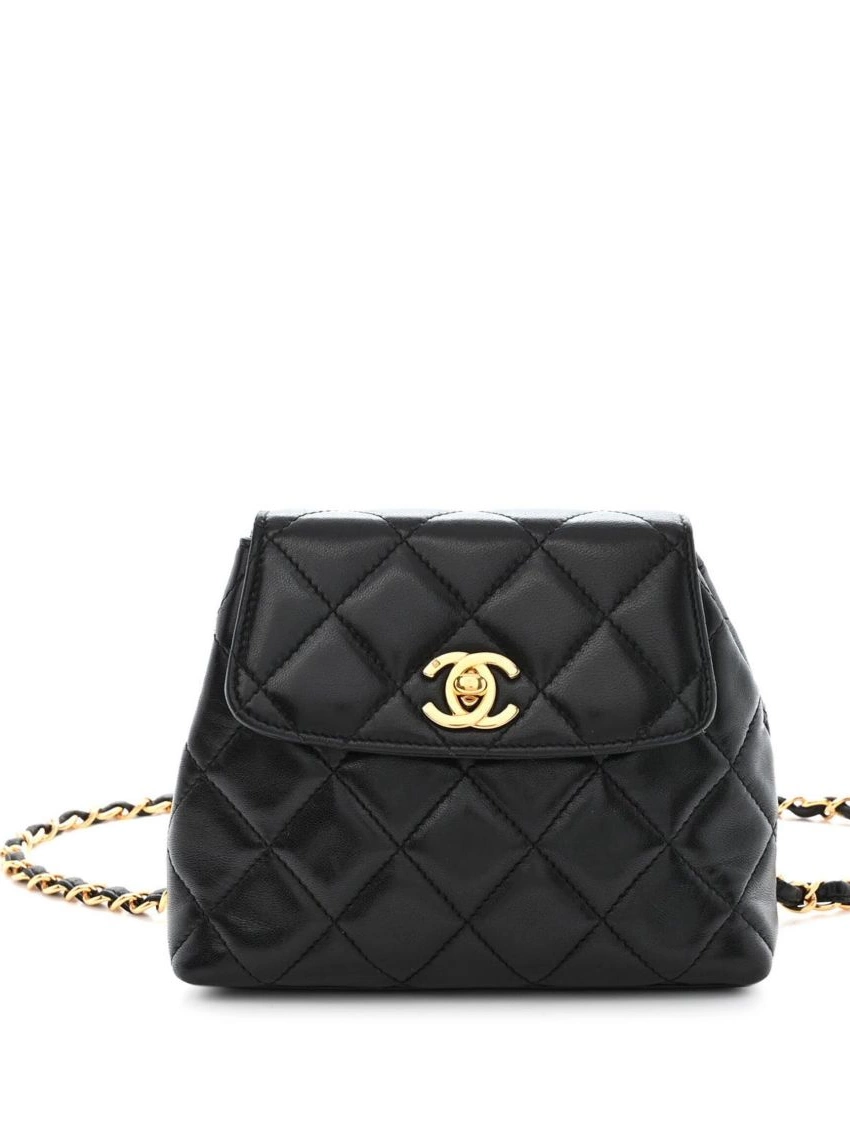 Cheap diamond-quilted belt bag leather-and-chain CHANEL flap Women 1997 0214